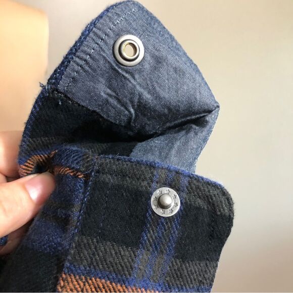 PrAna Shacket Shirt Womens Medium Golden Canyon Flannel Sapphire Blue Plaid NWT - Picture 13 of 15